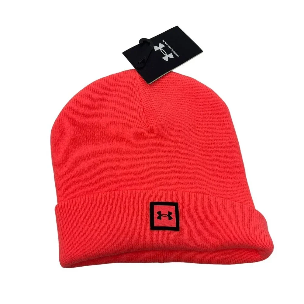 Under Armour Halftime Cuff Beanie Hat OSFM Boys Neon Pink Brilliance 1373114 NWT